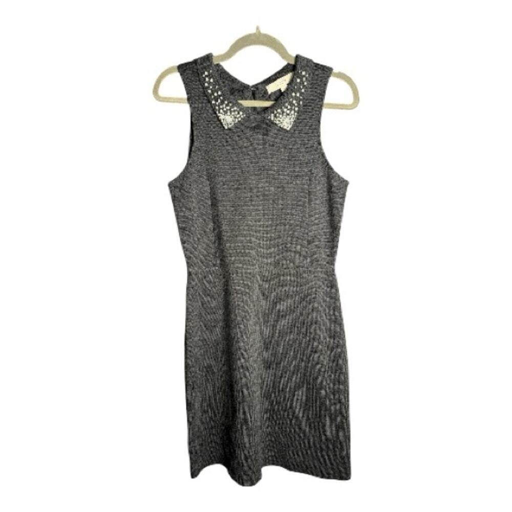 LOFT Gray Sleeveless Sweater Dress Pearl Collar Small